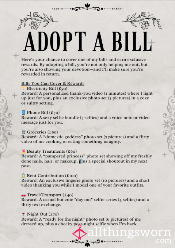 Adopt A Bill - Includes Rewards