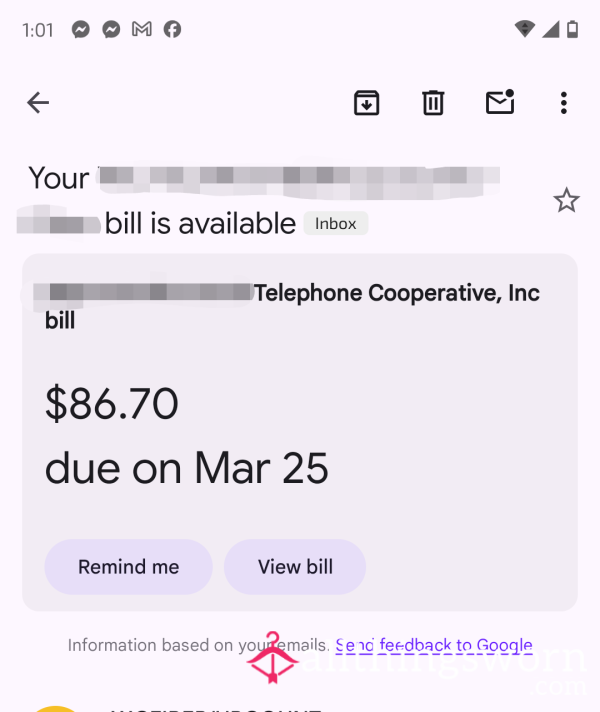 Adopt A Bill - Internet Bill Due March 25th