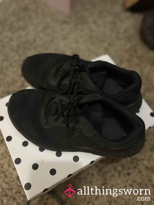 All Black Worn Work Sneakers