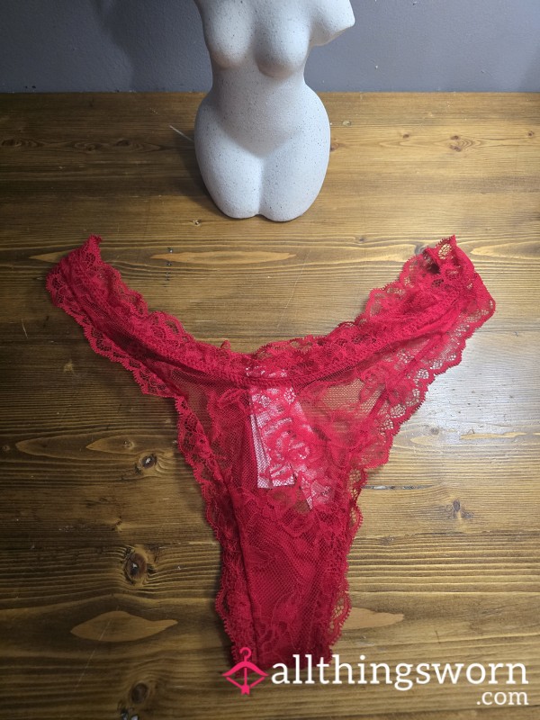 All Lace Red Thong From VS