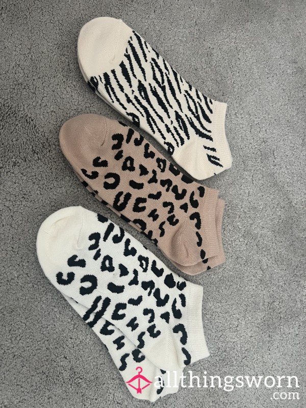 Animal Print Ankle Socks Worn 😈 FREE P&P