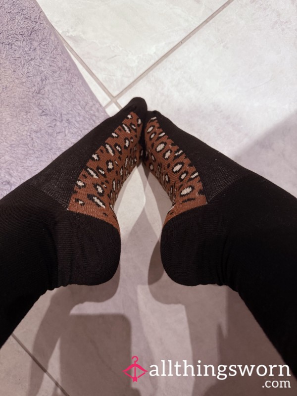 Animal Print Brown Sole Ankle Socks