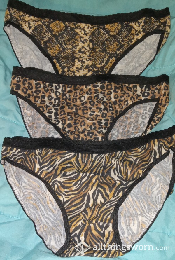 Animal Print, Hi-cut Panties, Size M.  Tiger, Leopard, Or Snakeskin Patterns!