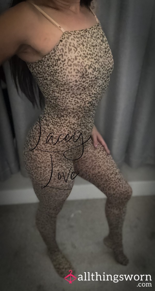 Animal Print Nylon Crotchless Bodysuit W LaceyLove 💋