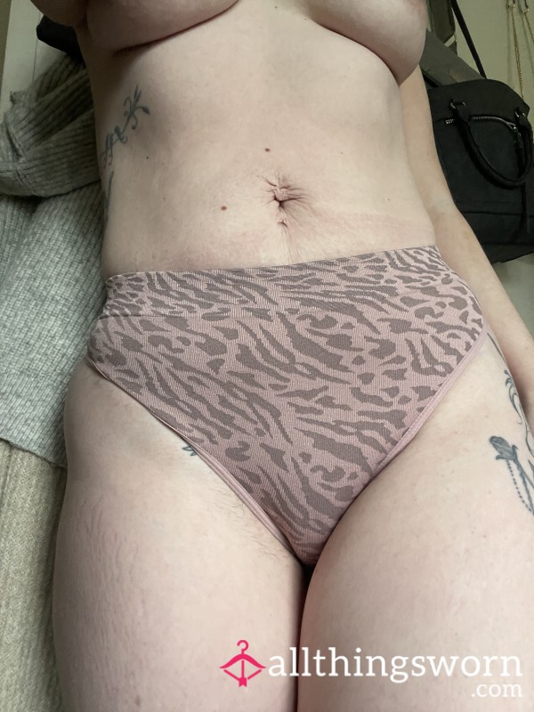 Animal Print Ribbed Thong