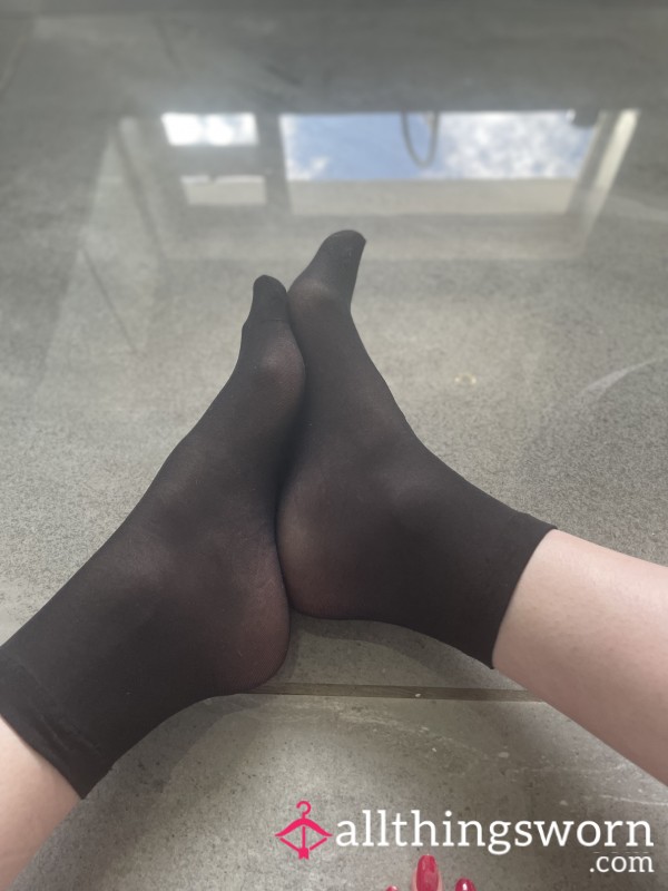 Ankle Sheer Black Stocking Socks