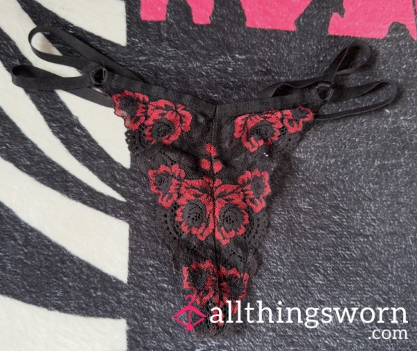 Ann Summers Black And Red Lace Thong