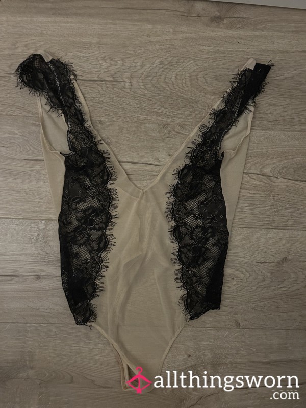 Ann Summers Nude & Black Lace Bodysuit