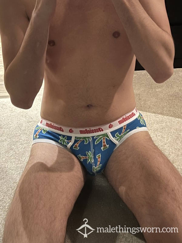 Aussieb*m Blue Palm Tree Briefs Medium