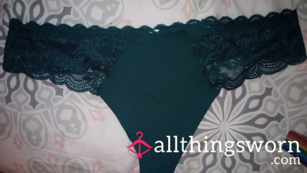 Avealynn's Green Silky Panties With Lace Sides And Trim