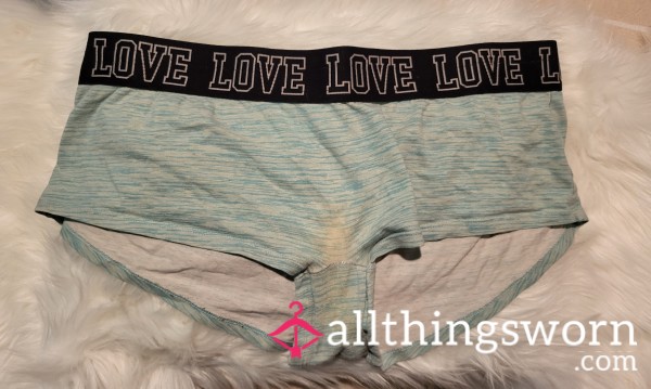 B8: XL So Discolored Worn Blue Boyshorts