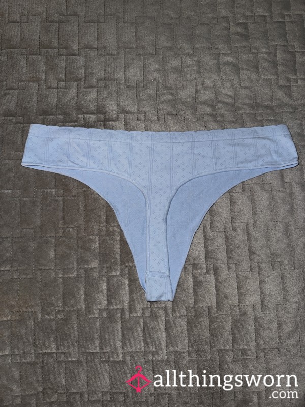 💙 Baby Blue Ripped Cotton Thong – 24-Hour Wear & Free UK Delivery! 💙