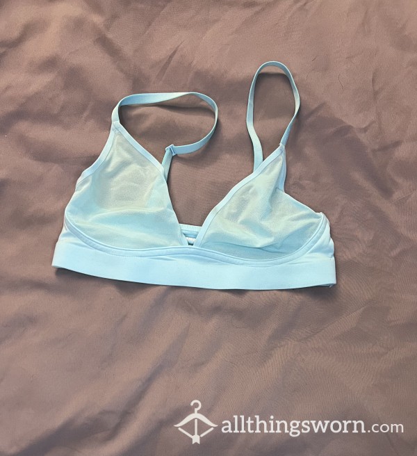 Baby Blue Sheer Mesh Bra, Size XS