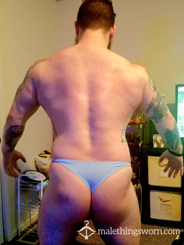 Baby Blue Thong Drenched In Daddy Sweat