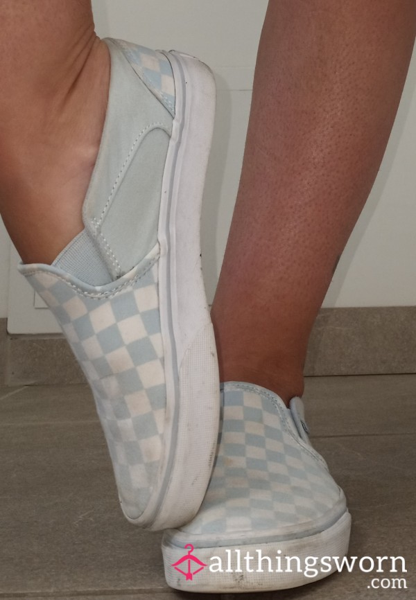 Baby Blue&White Checkered Vans