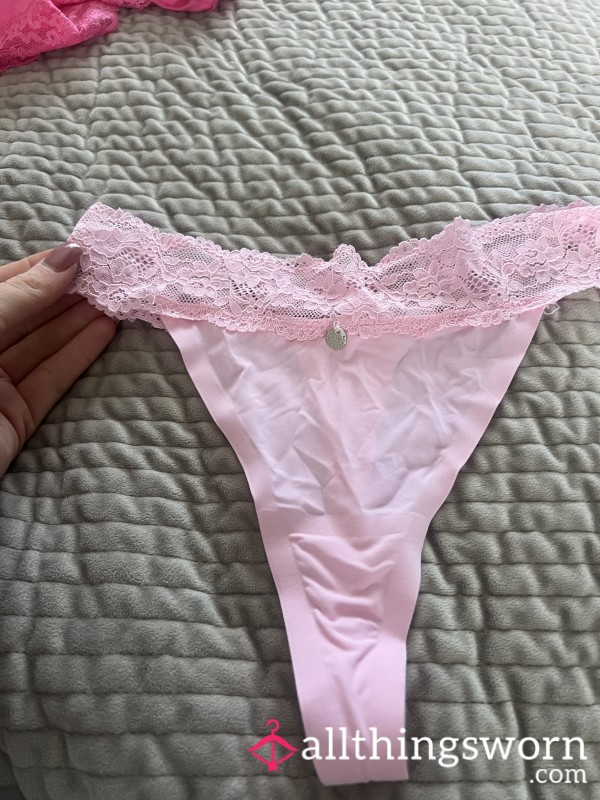 Baby Pink Boux Avenue Lace Top Silky Thong 🎀🥵😈