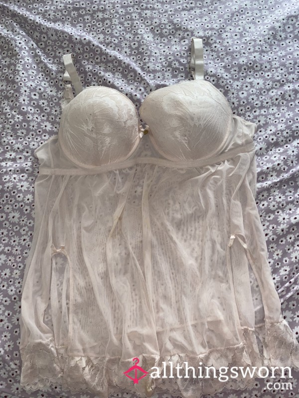 XL Beige Pink W/ Lace Lingerie Dress