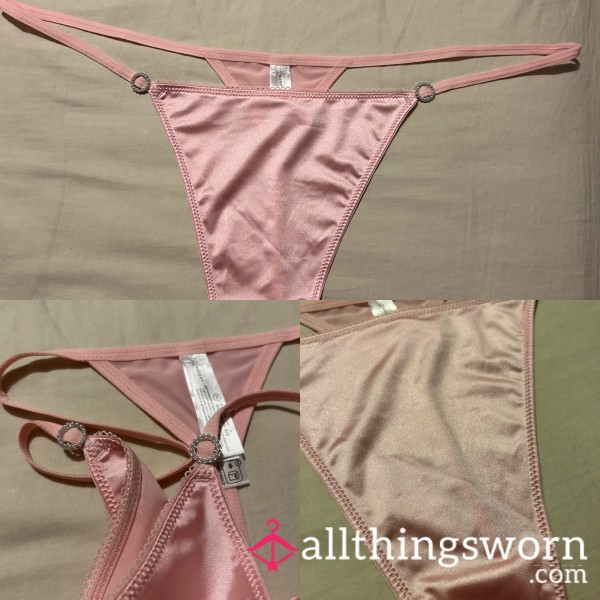 Baby Pink, Satin Like G-string With Pearl Detail 💓