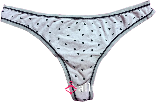 Baby Pink Thong With Tiny Black Hearts