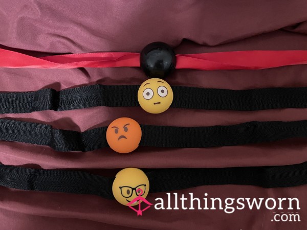 Ball Gags | Choose Your Flavour 😈 | Black Satin, Funny Emoji - Shocked, Angry, Nerdy