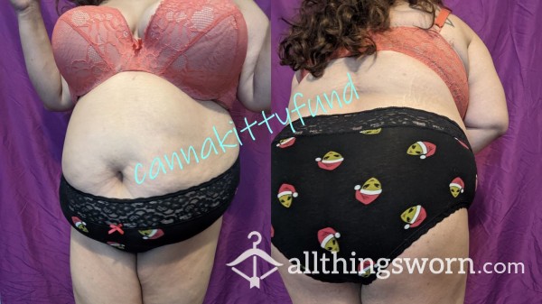 *BBW MILF* Black Briefs With Santa Hat Aliens (Heavy Scent)