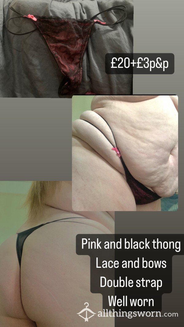 BBW S**y Pink And Black Thong 🌸😈