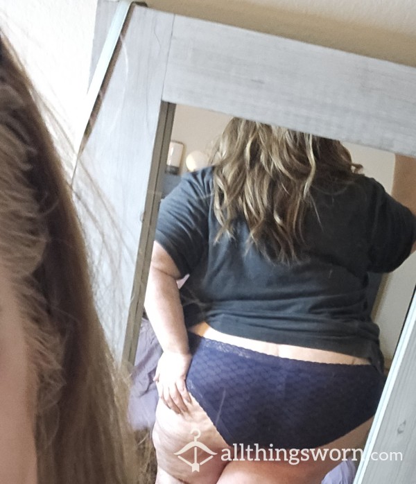 BBW SIZE 4X MILF Blue Cotton Panties, Heavily Scented/24 Hr Wear