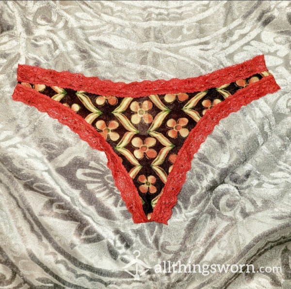 Be My First Sale- Red Flor*l Thong