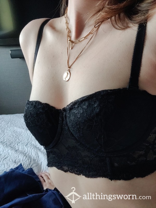 Beautiful BLACK Lace Balconette. I Will Wear This Bra During My 12-hour Shift At The Hosp*tal.