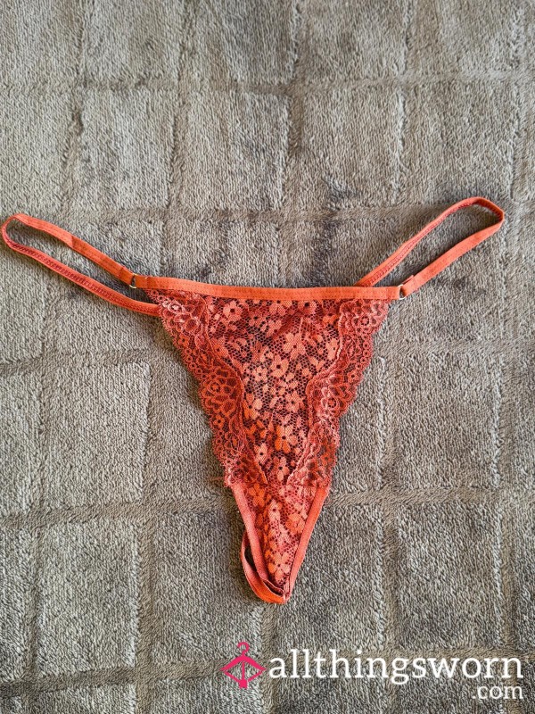 Beautiful Cor*l Orange Lace Thongs