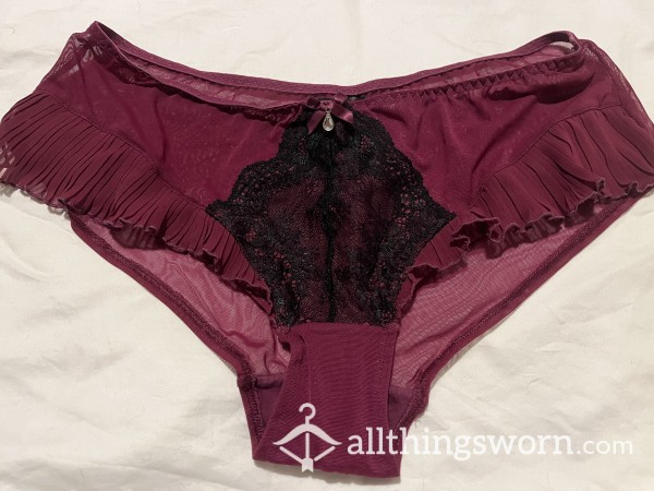 Beautiful Deep Purple Lacy Panties With Detail And Different Textures