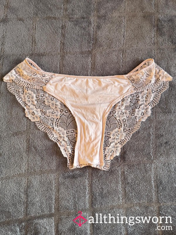 Beautiful Pink Satin Feel Panties With Lace Back