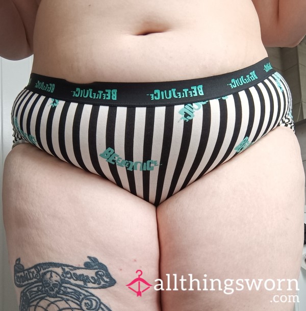 *SOLD PENDING POSTAGE *Beetlejuice Stripey Shorts Style Panties UK Size 20 - Worn Just The Way You Like It 😜😜