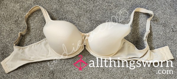 Beige 36E Bra, Well-worn - Includes 24 Hours Of Wear And Tracked Shipping Within Canada