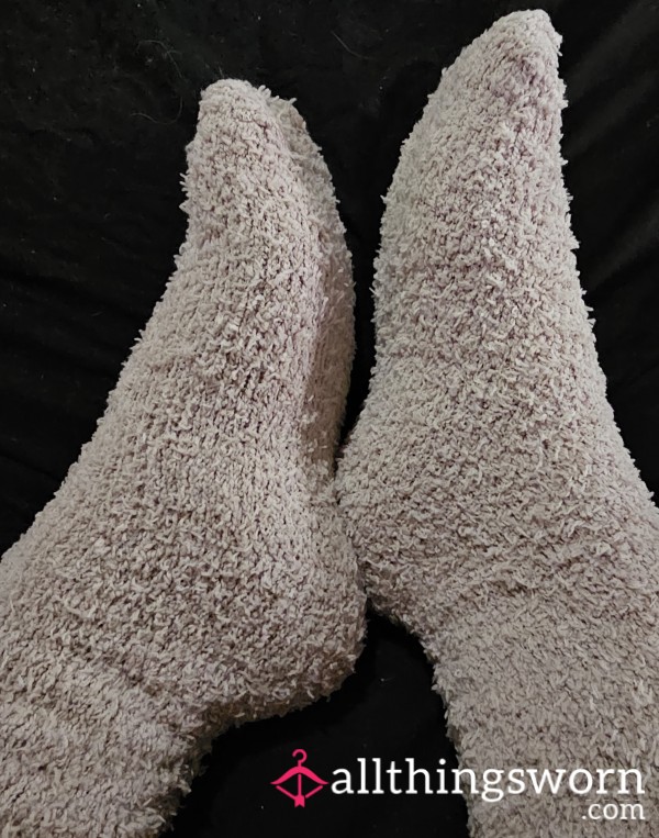 BBW Beige Fuzzy Crew Socks