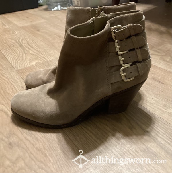 Beige Suede Booties