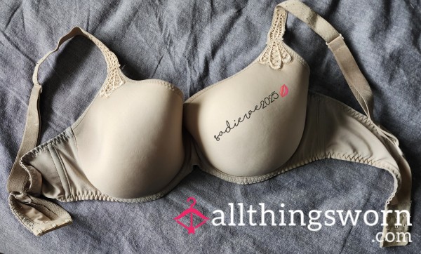 36E Beige, Well Worn, Sweat And Milk Stained Bra - Includes Tracked Shipping Within Canada