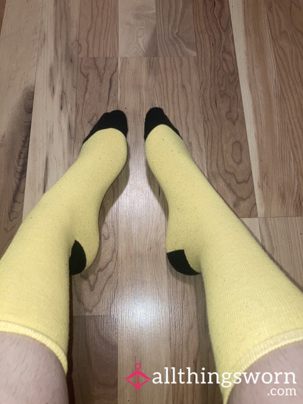 Betsey Johnson Bright Yellow Long Socks