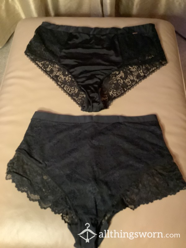 Big Black Lace Knickers X2