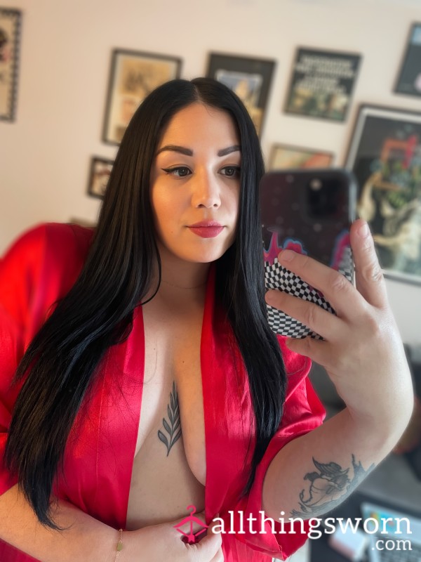 Big Titty MILF In Red Silky Robe