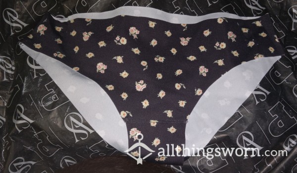 Billabong Bikini-style Panties, Size Small.  Black With Cute Yellow Flowers.