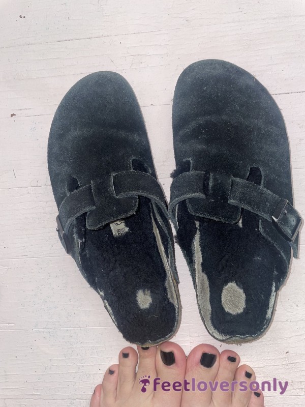 Birkenstocks Black Very Worn In Leather Shoes Stinky Smelly