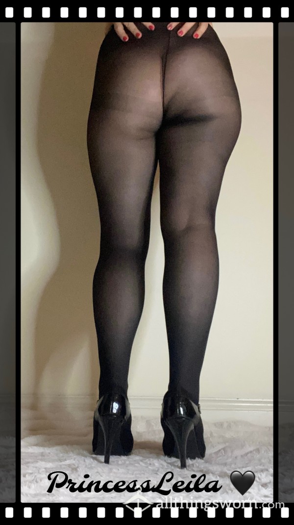 Black Tights 40 Denier Worn Without Panties 😈👅🙊