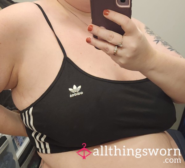 Black Addidas Ribbed Cotton Bralette Size 3XL