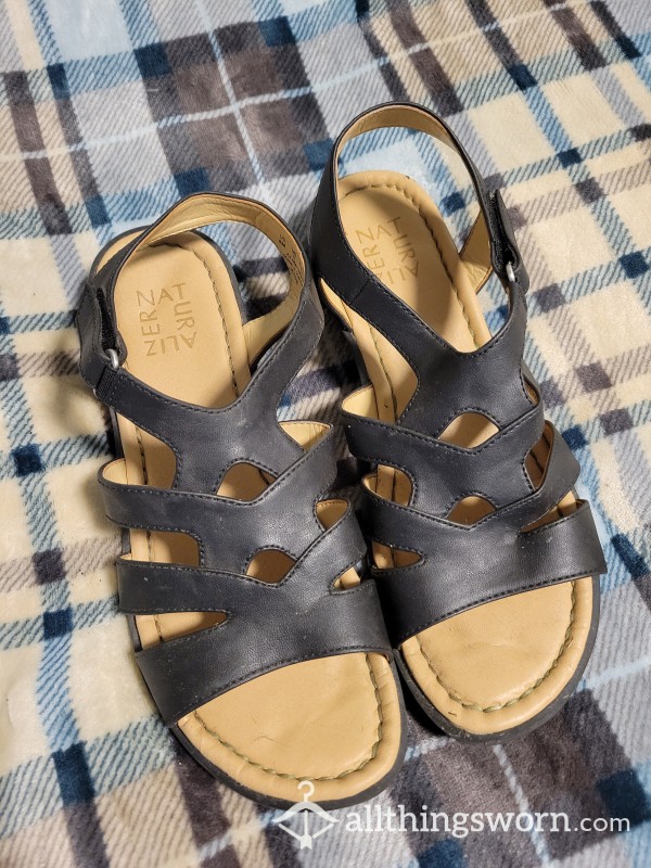 Black And Beige Sandals