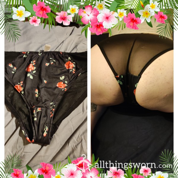 Black And Flowery Panties 🌷