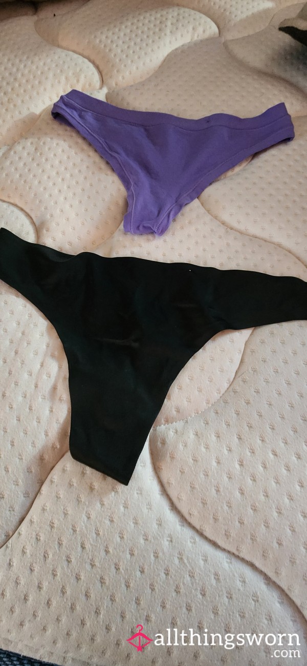 Black And Lavender Thong