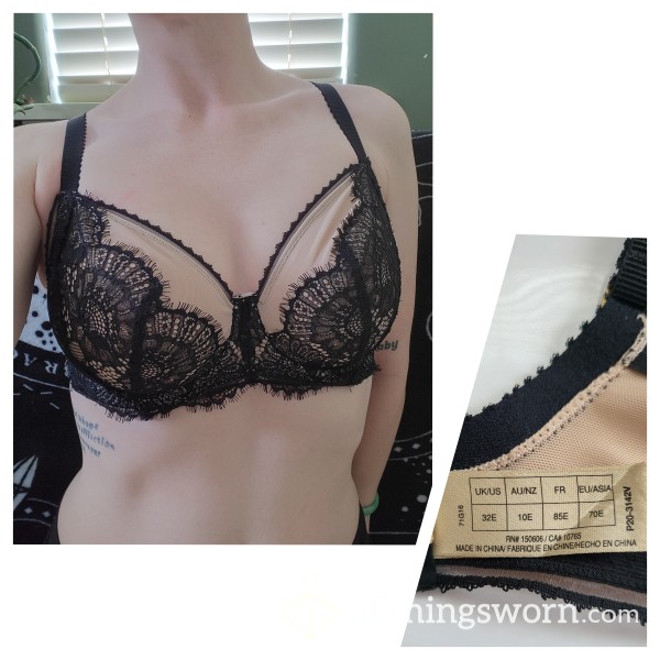 Black And Nude Lace Pleasure State 32E Bra