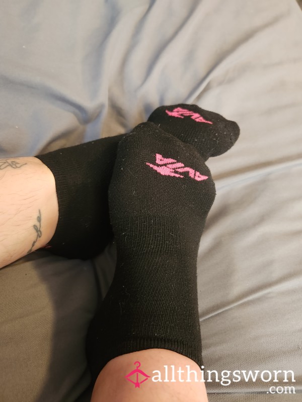 Black And Pink Avia Socks Ankle Well Work Black Socks 48 Hour Wear