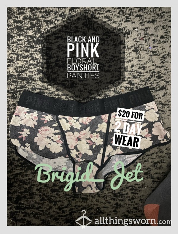 Black And Pink Flor*l Boyshorts- Customizeable